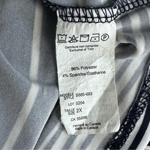 M.I.K.O. Plus Blue and White Pullover Striped Cap Sleeve Top Size 2X - Picture 11 of 13